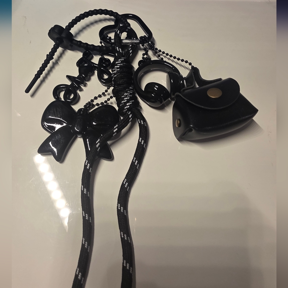 Black Keychain Set with Charms